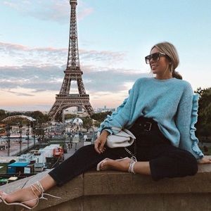 NWT GORGEOUS zara blue ruffle sweater